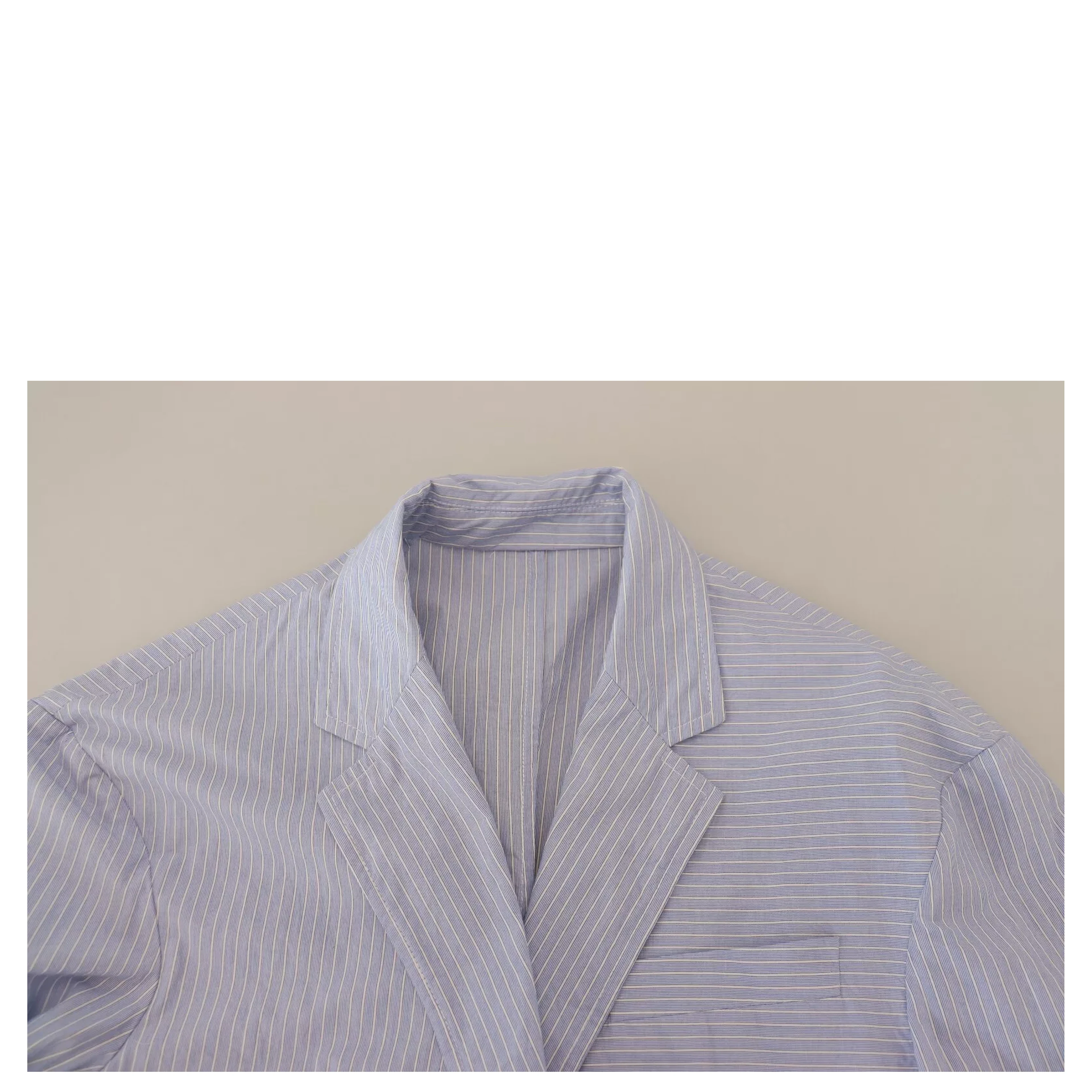 Blue Striped Single Breasted Formal Coat Blazer