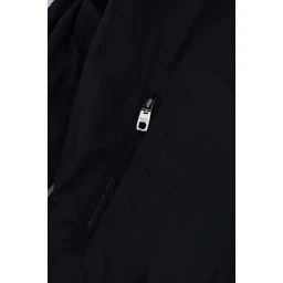 Black Nylon Logo Bomber Zipper Jacket