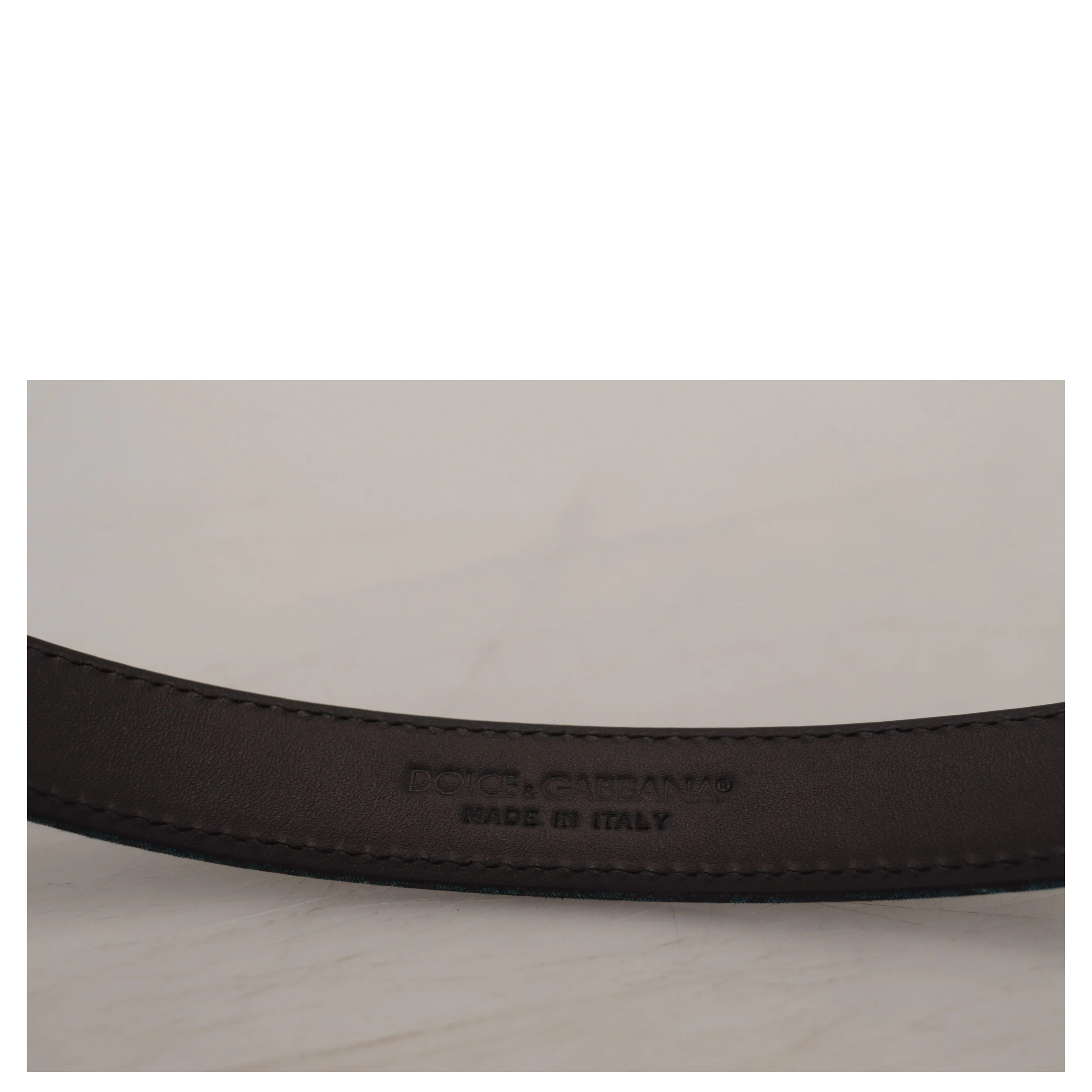 Blue Jacquard Moire Silver Metal Belt Men