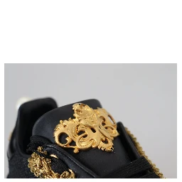 Black Gold Baroque Portofino Leather Sneakers Shoes