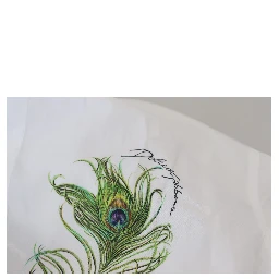 White Cotton Peacock Feather Formal GOLD Shirt