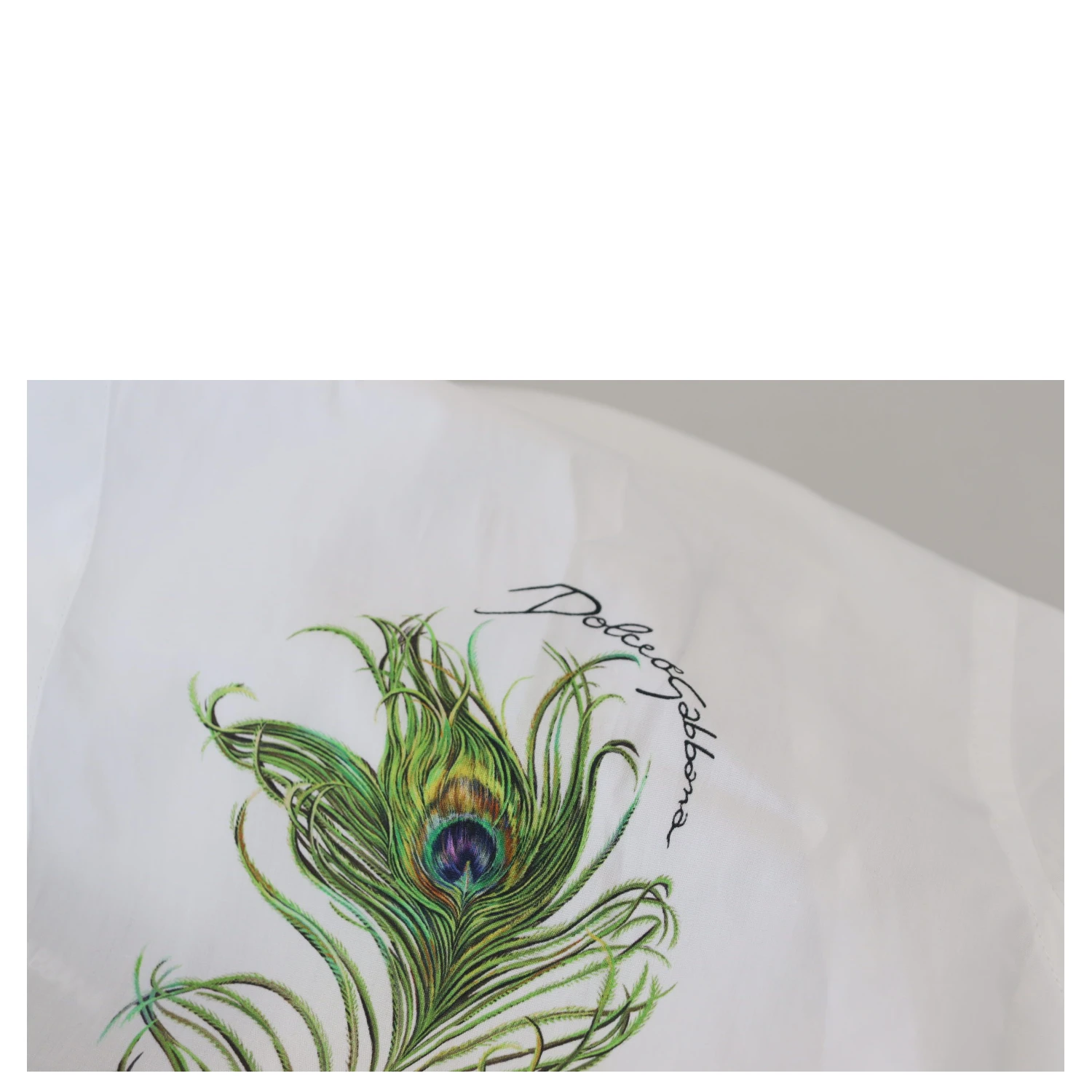 White Cotton Peacock Feather Formal GOLD Shirt