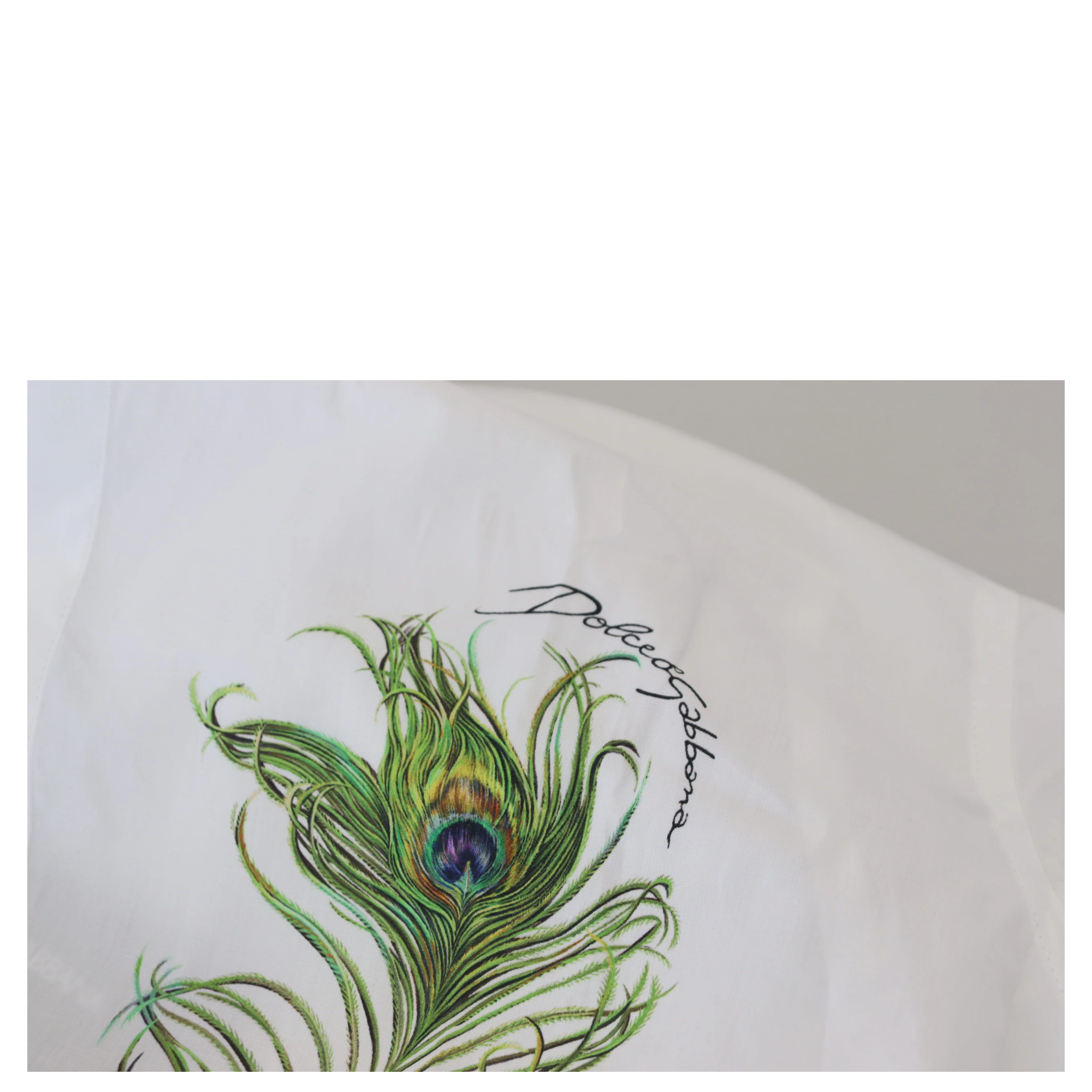 White Cotton Peacock Feather Formal GOLD Shirt