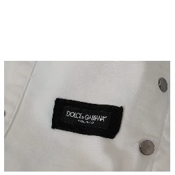 White Cotton Logo Embroidery Denim Jacket