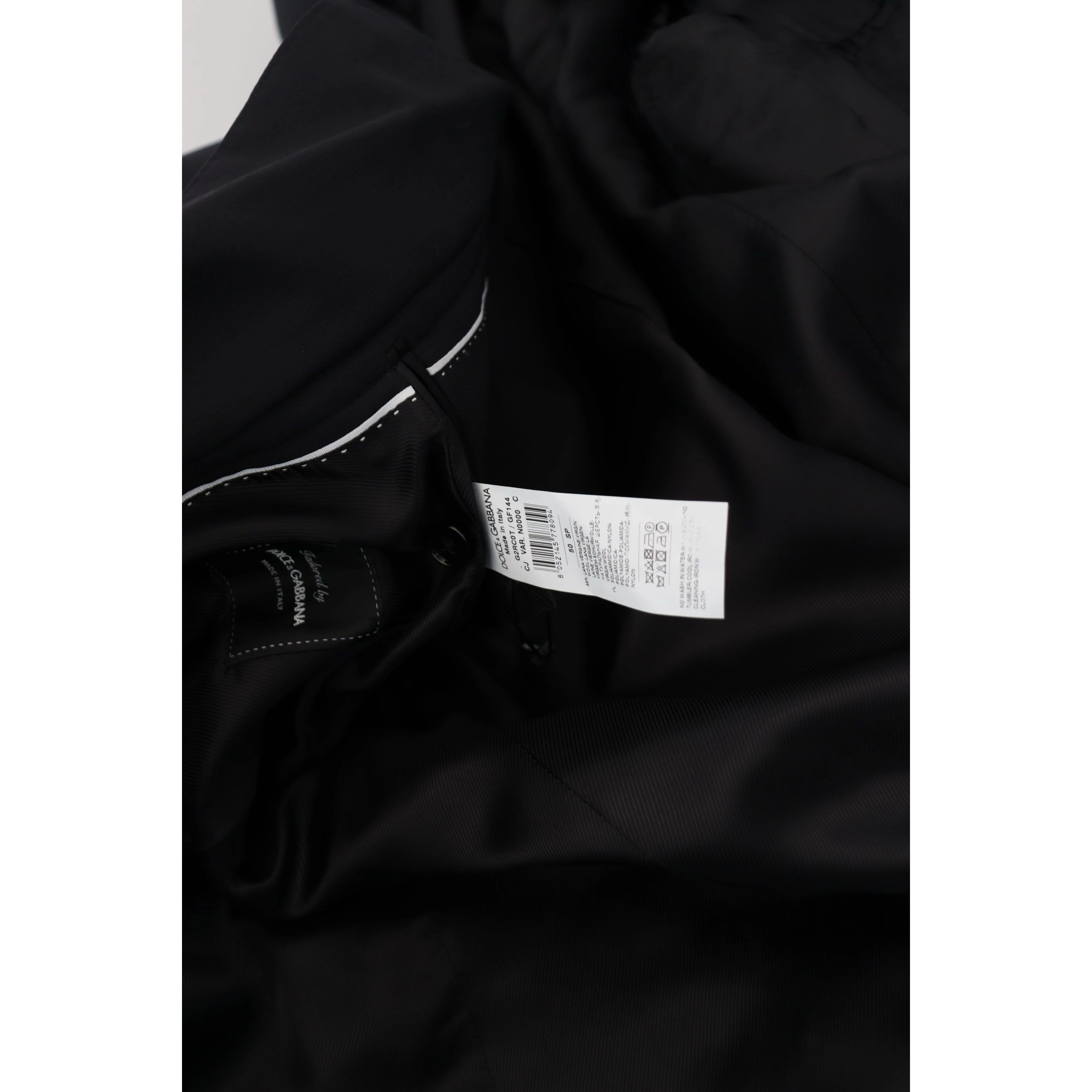 Black Wool Full Zip Long Sleeves Jacket
