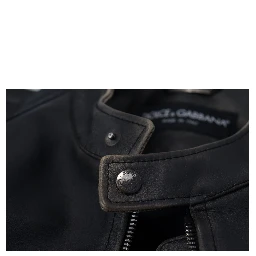 Black Leather Zipper Biker Coat Jacket
