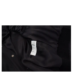 Black Nylon Crystals Coat Buttons Jacket