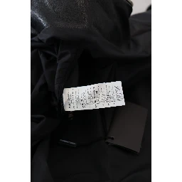 Black Leather Hooded Blouson Coat Jacket