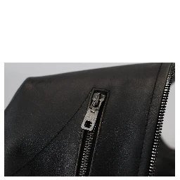 Black Leather Zipper Biker Coat Jacket