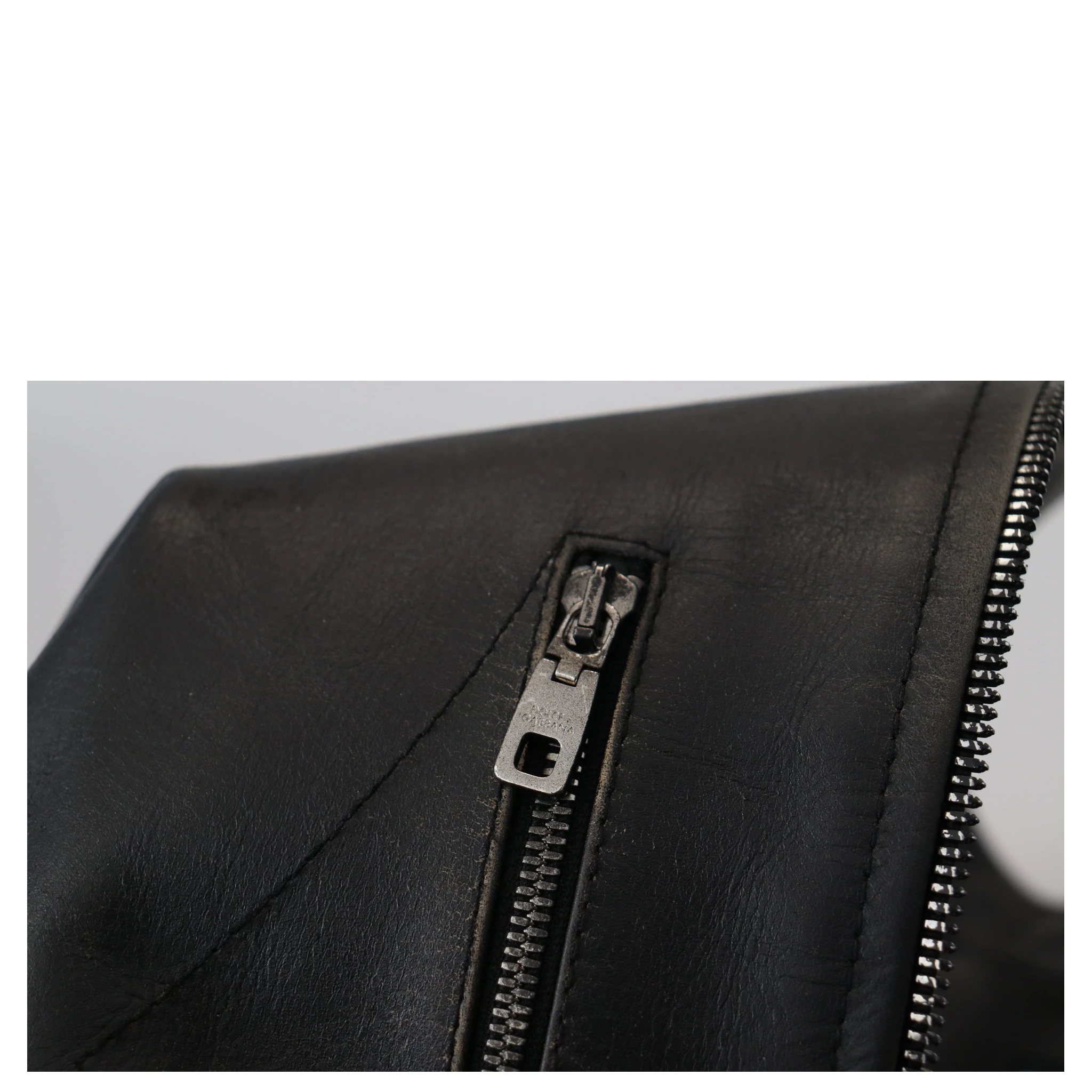 Black Leather Zipper Biker Coat Jacket