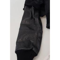 Black Nylon Crystals Coat Buttons Jacket
