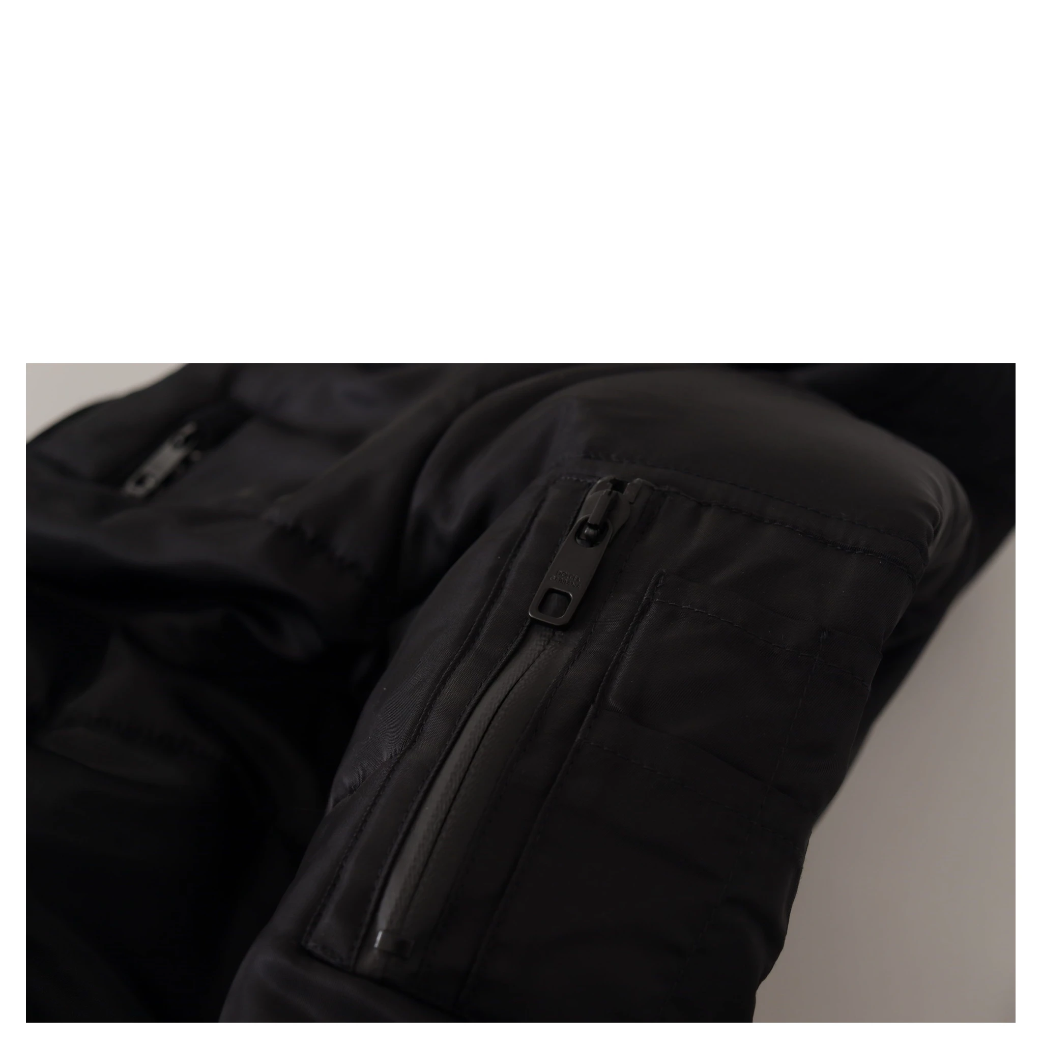 Black Nylon Hooded Parka Coat Winter Jacket