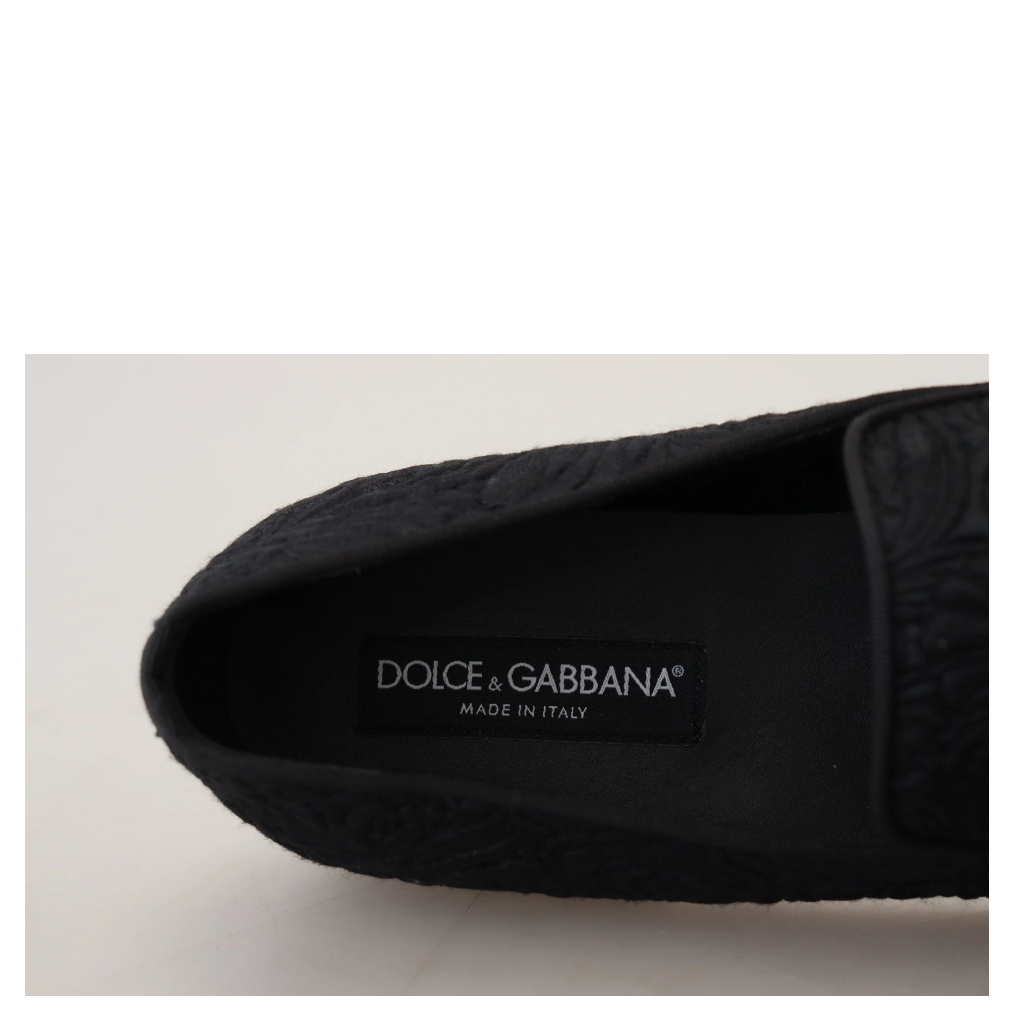 Black Floral Jacquard Slippers Loafers Shoes