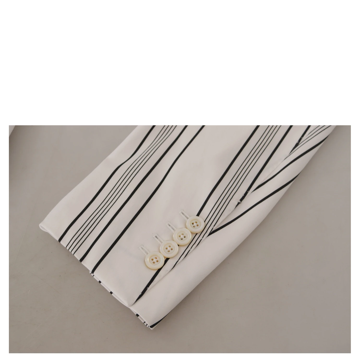 White Stripes Cotton Single Breasted Blazer