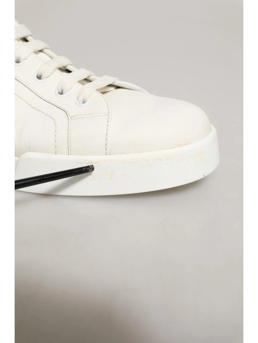 White Black Leather Lace Up Sneakers Shoes