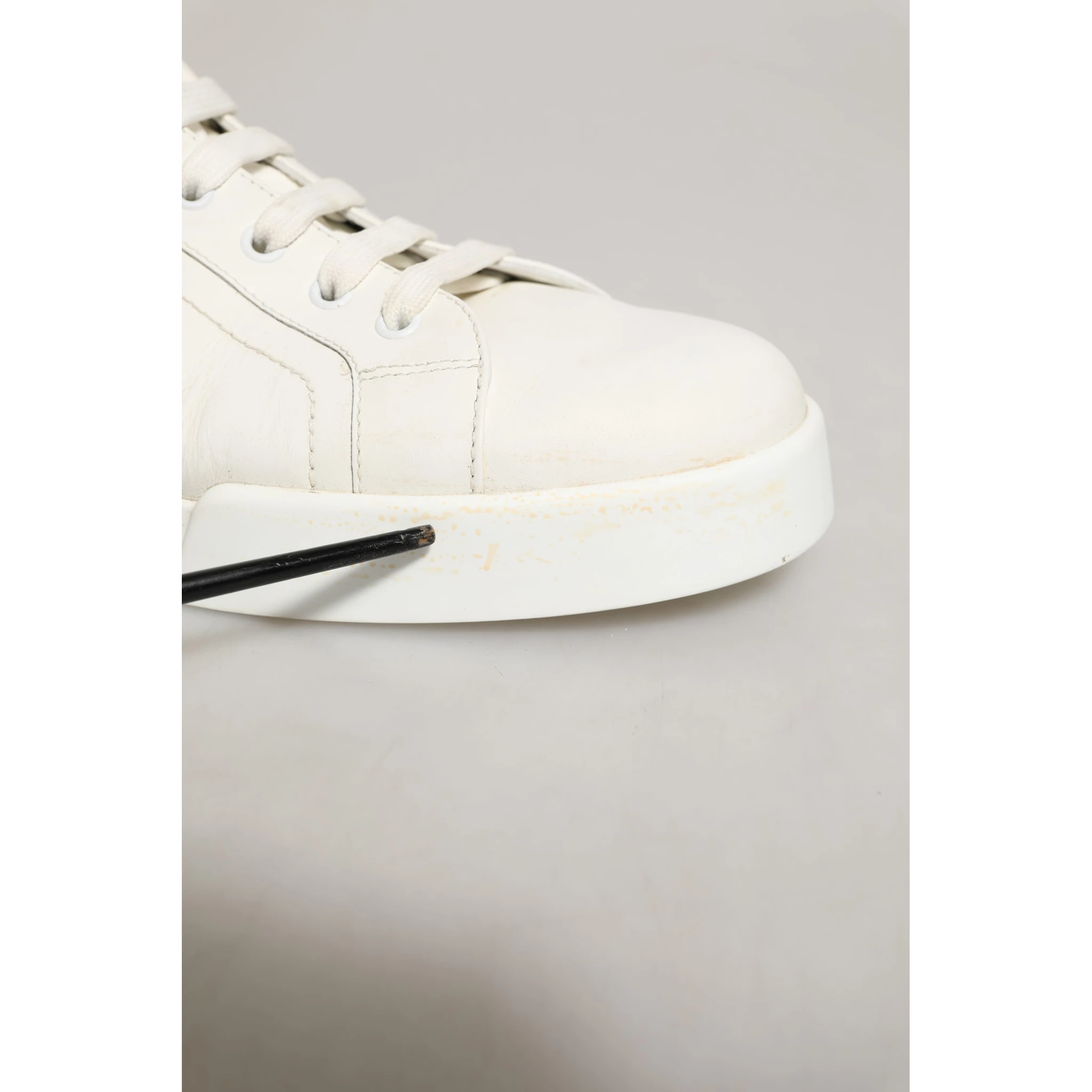 White Black Leather Lace Up Sneakers Shoes