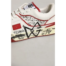 White Red New Roma Graffiti Sneakers Shoes