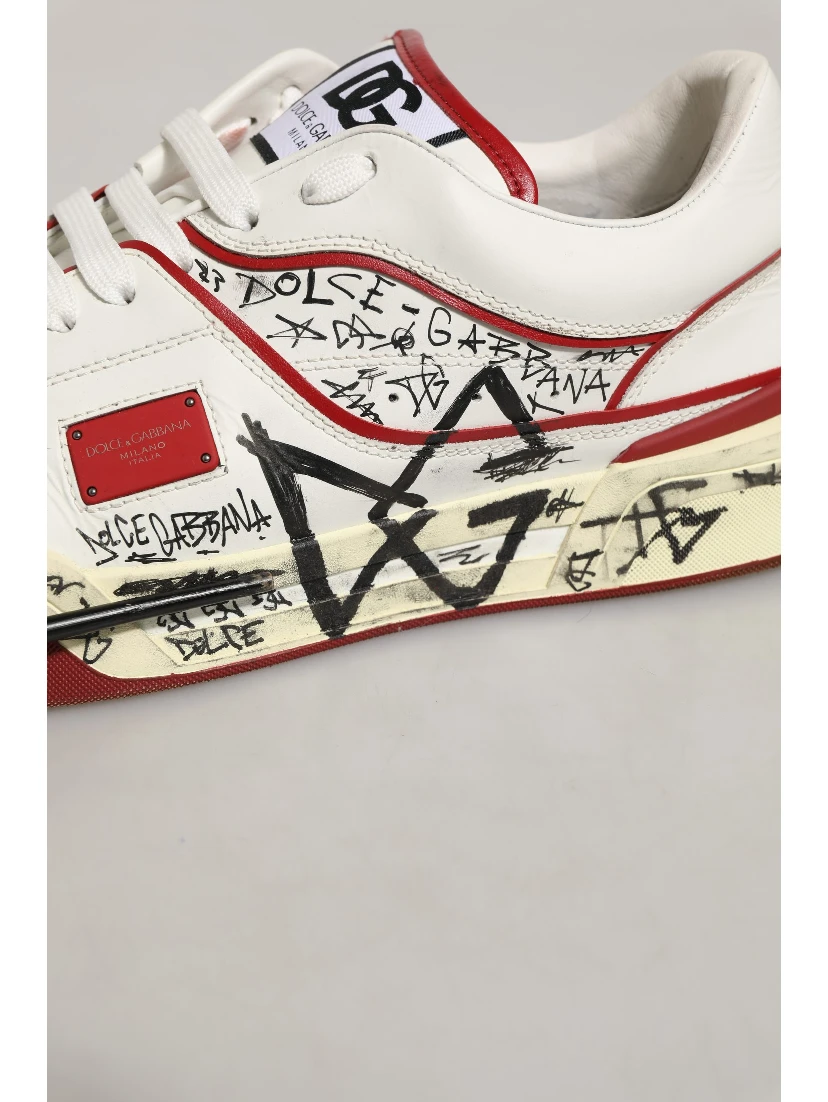 White Red New Roma Graffiti Sneakers Shoes