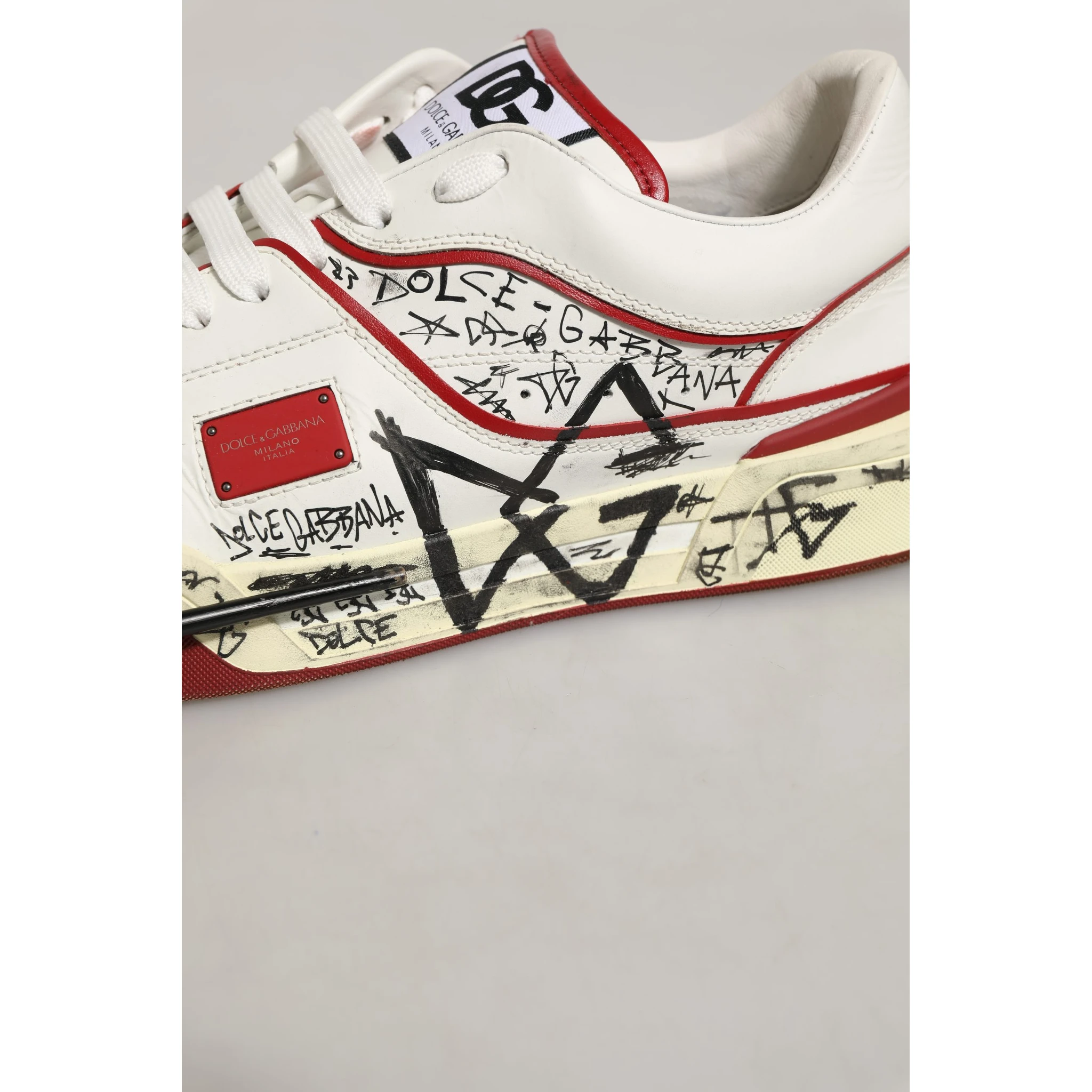 White Red New Roma Graffiti Sneakers Shoes