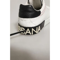 White Black Leather Lace Up Sneakers Shoes