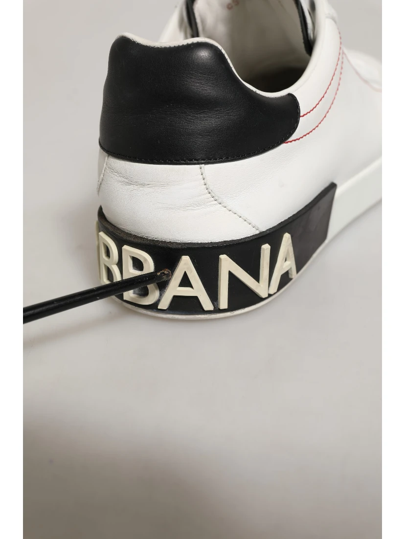 White Black Leather Lace Up Sneakers Shoes