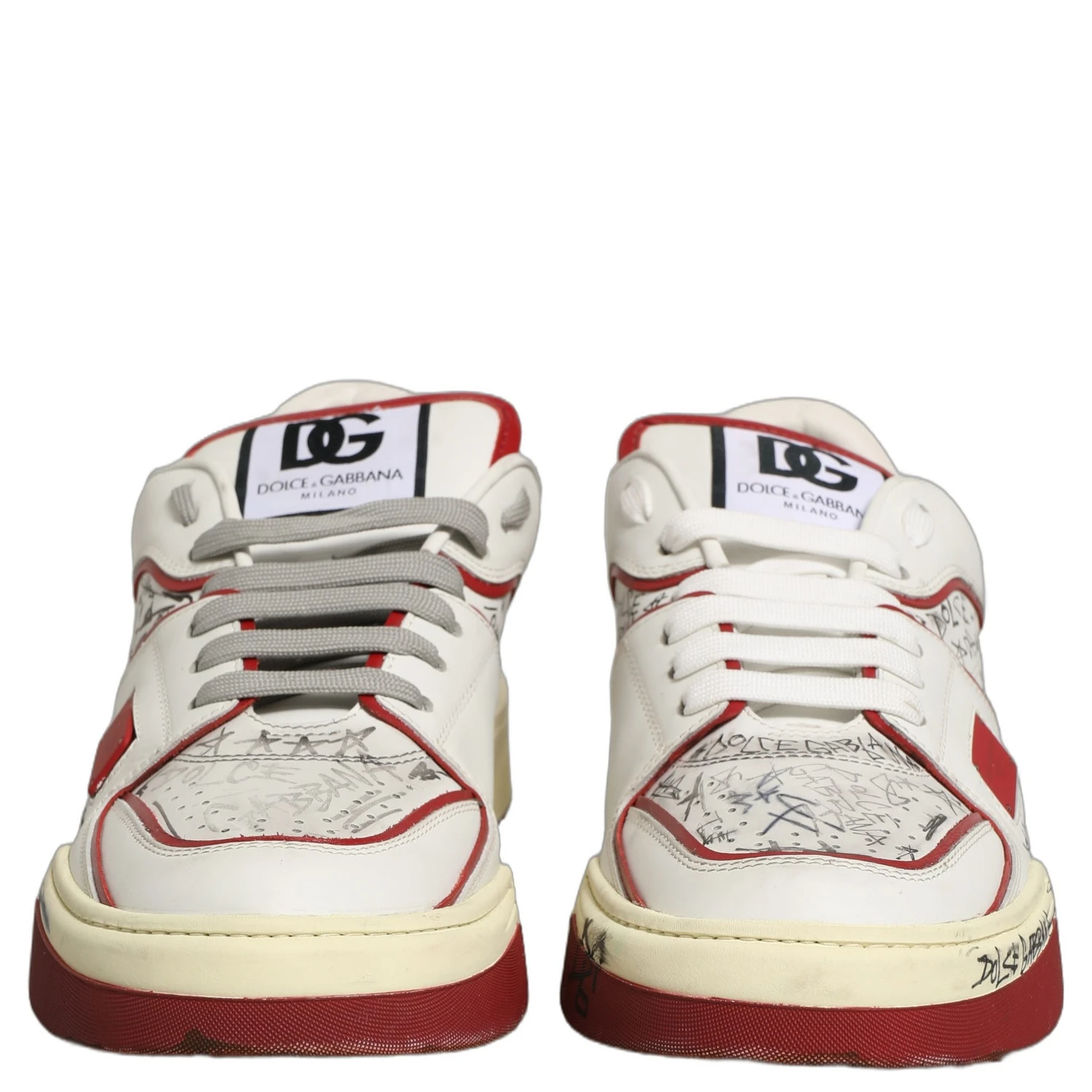 White Red New Roma Graffiti Sneakers Shoes