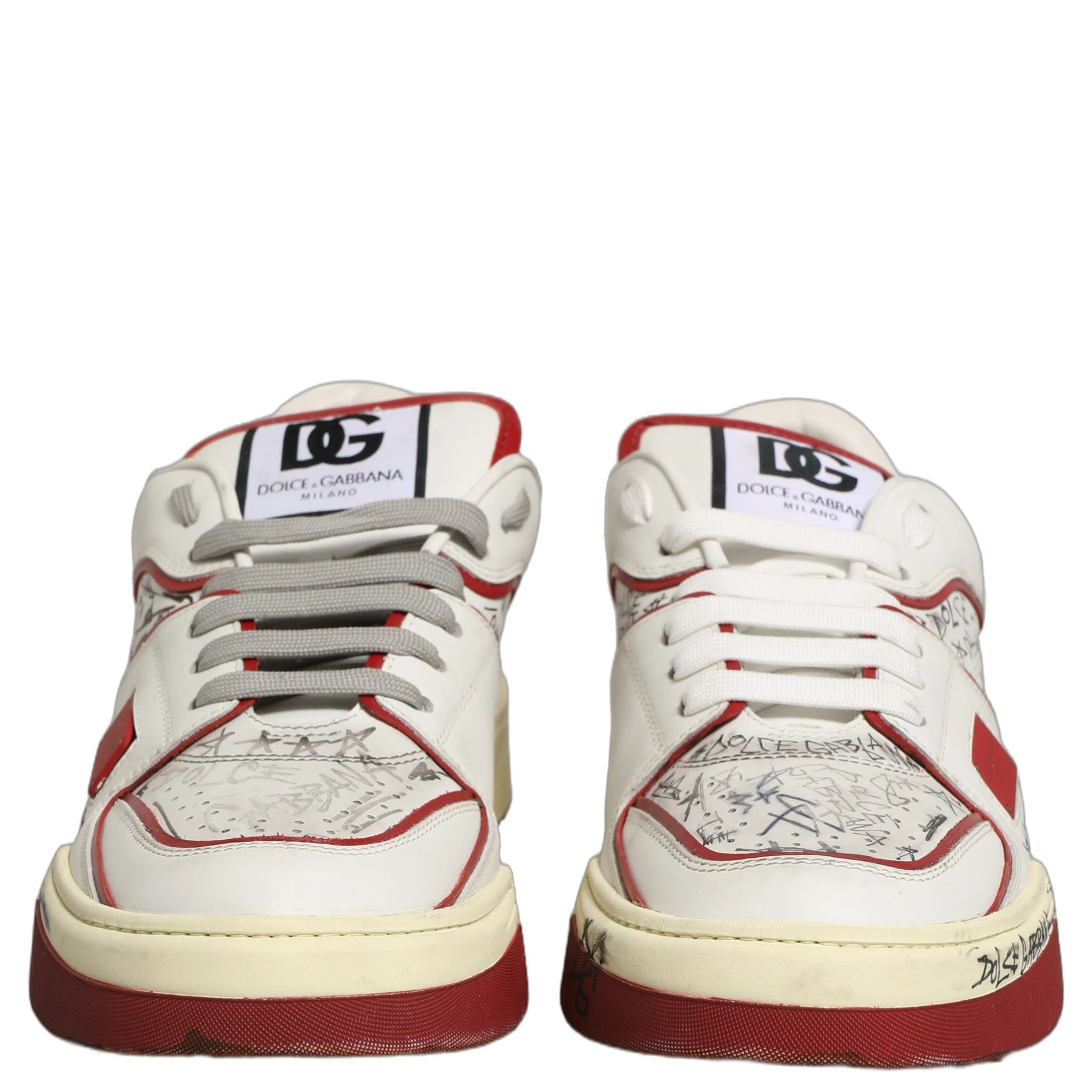 White Red New Roma Graffiti Sneakers Shoes