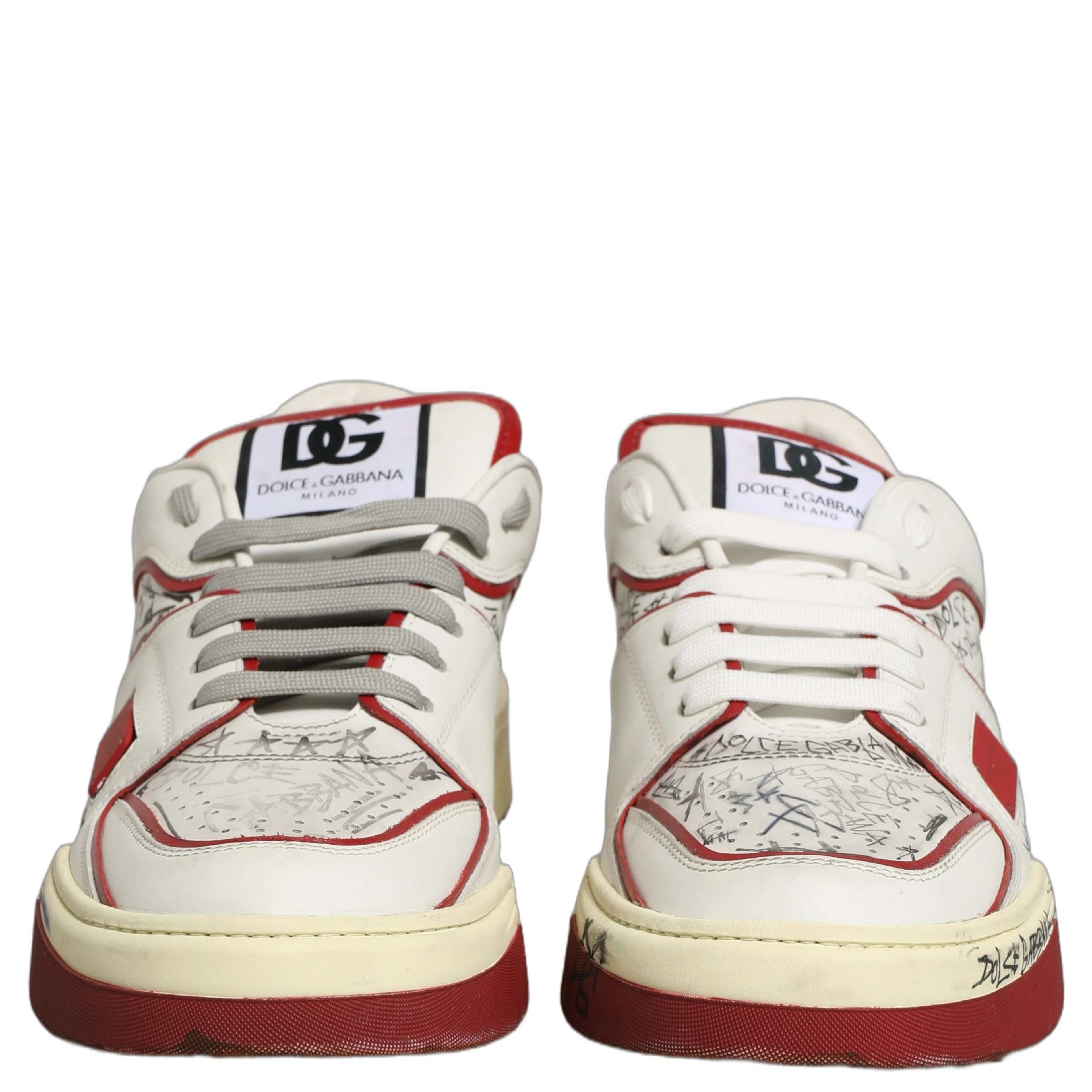 White Red New Roma Graffiti Sneakers Shoes