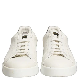 White Black Leather Lace Up Sneakers Shoes