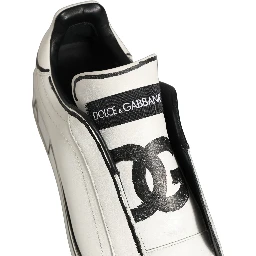 White Leather Portofino Low Top Sneakers Shoes
