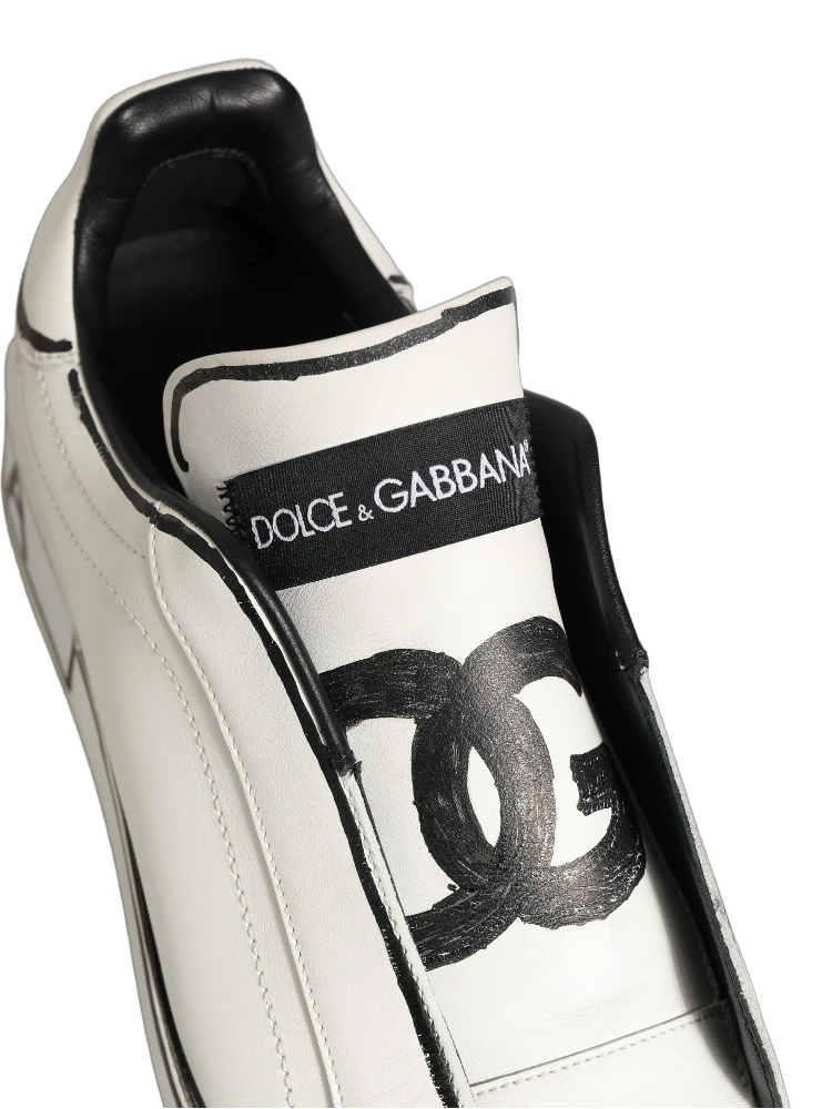 White Leather Portofino Low Top Sneakers Shoes