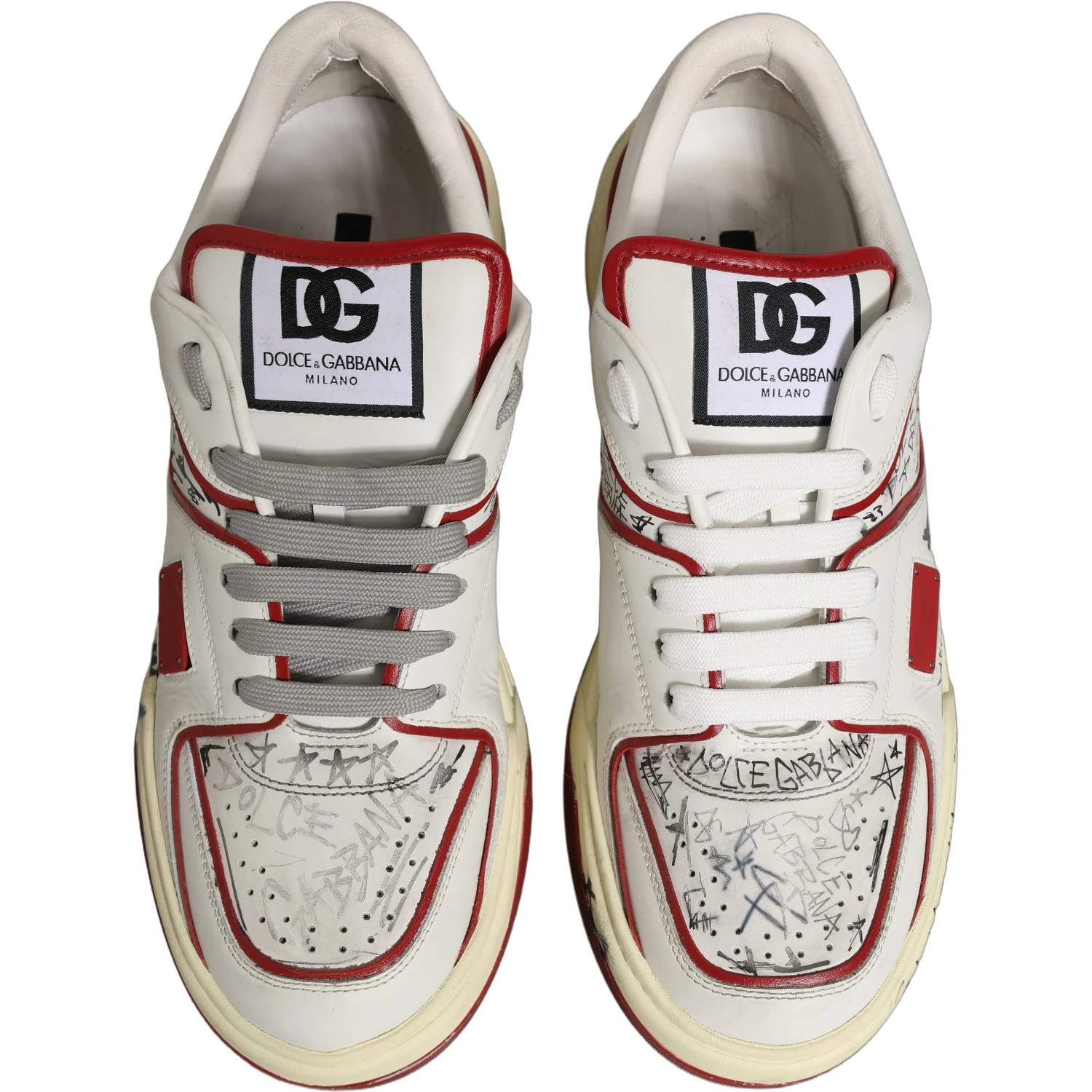 White Red New Roma Graffiti Sneakers Shoes