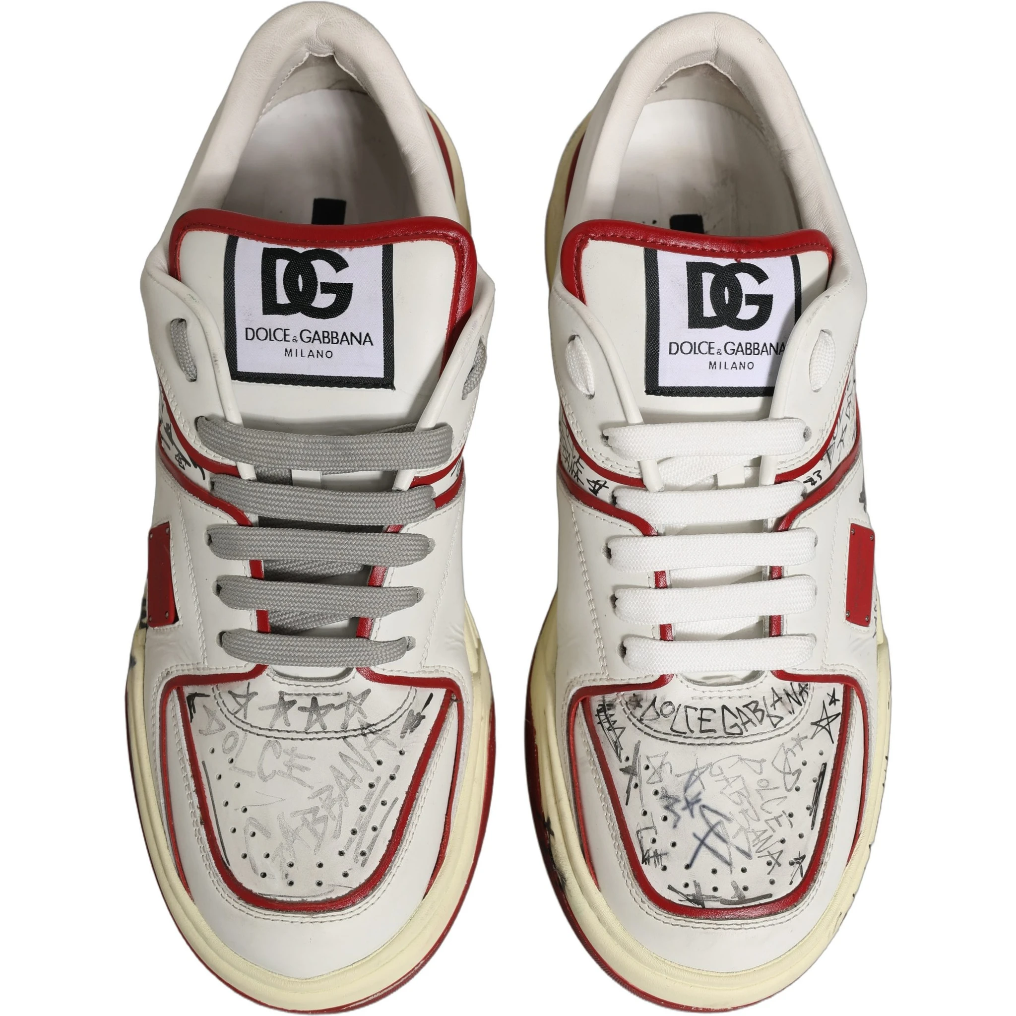 White Red New Roma Graffiti Sneakers Shoes