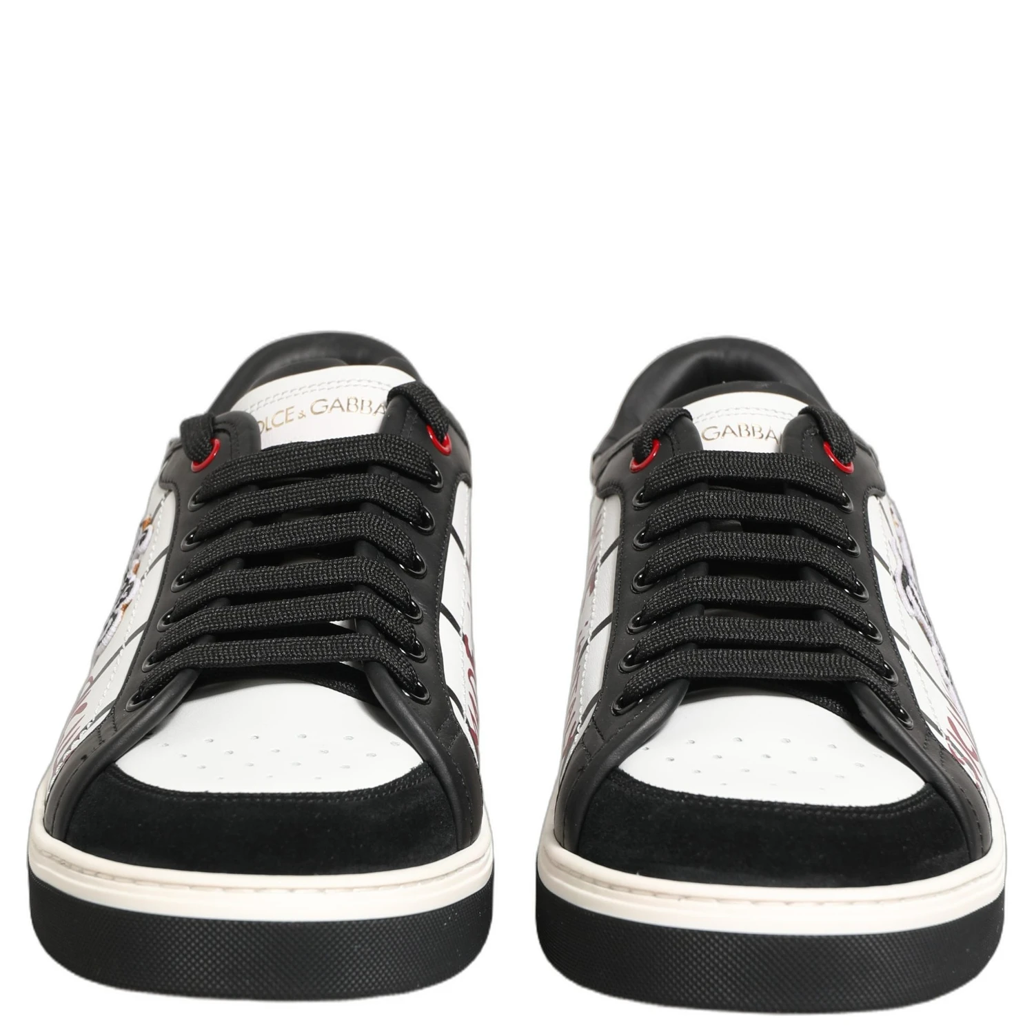 White Black DG Logo King Patch Low-Top Sneaker Shoes