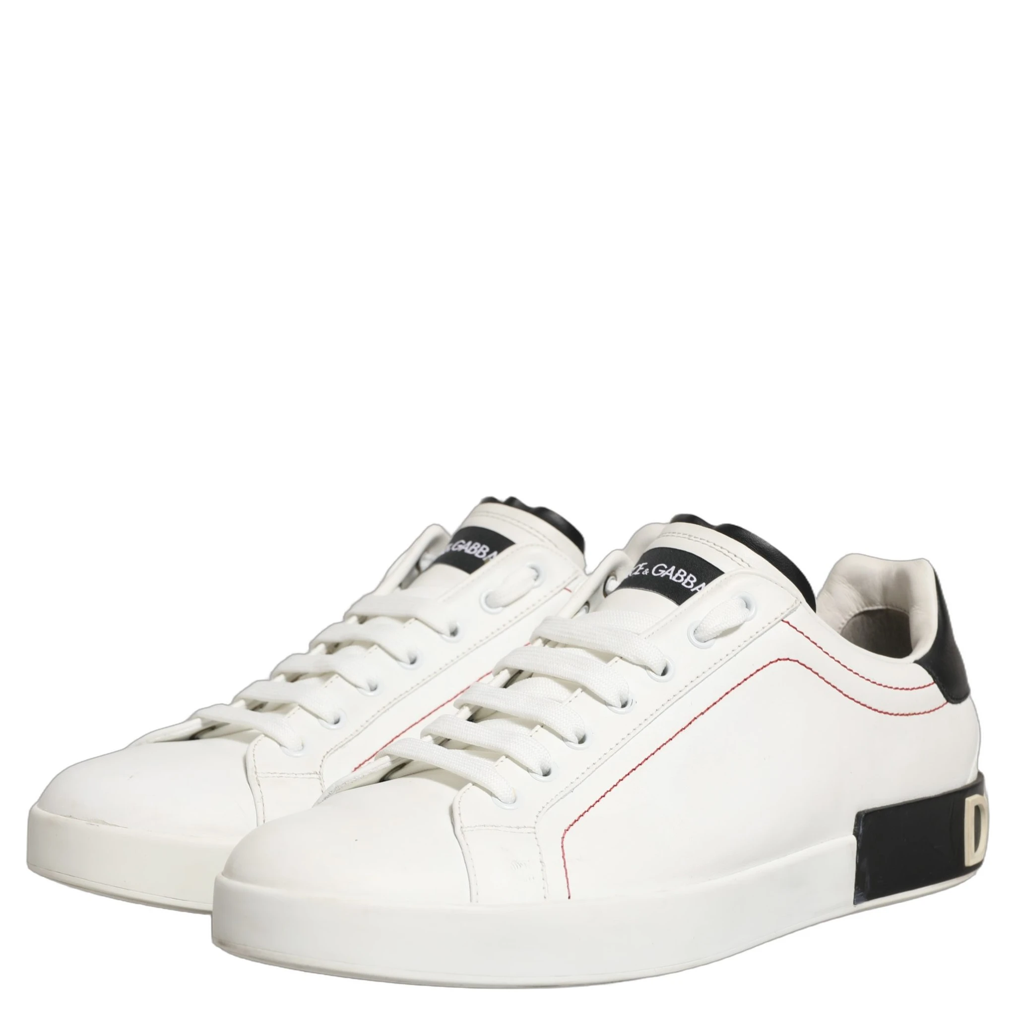 White Black Leather Lace Up Sneakers Shoes