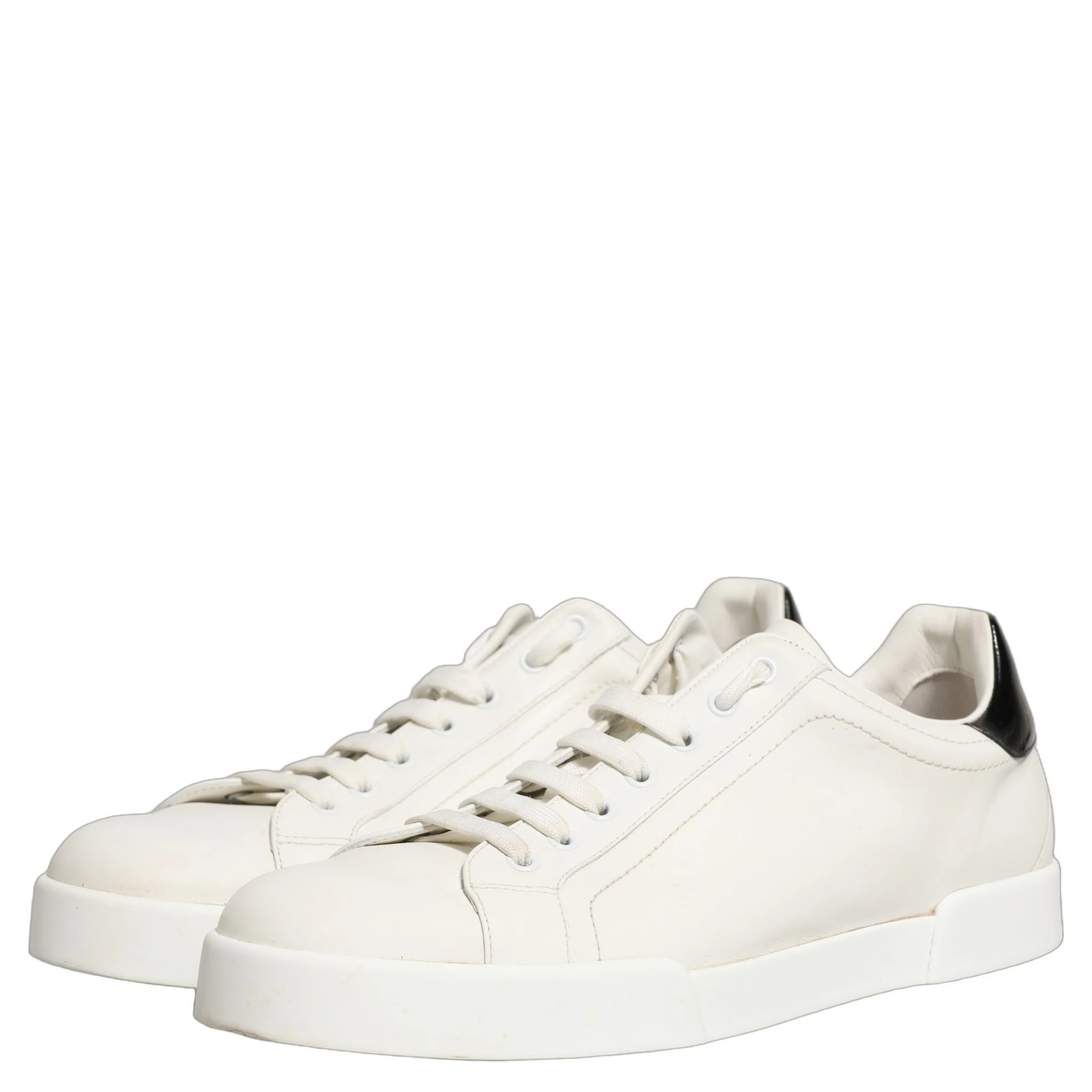 White Black Leather Lace Up Sneakers Shoes