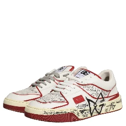 White Red New Roma Graffiti Sneakers Shoes