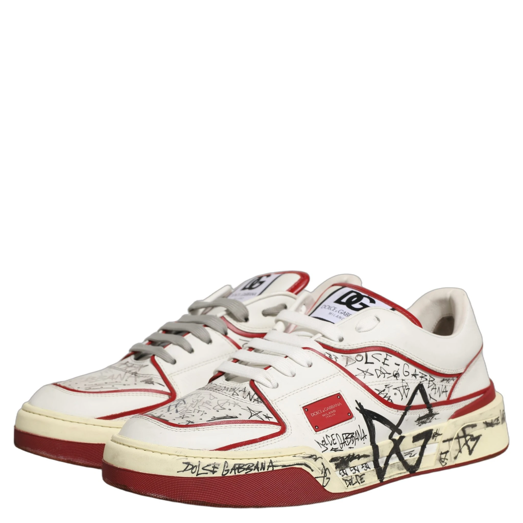 White Red New Roma Graffiti Sneakers Shoes
