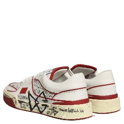 White Red New Roma Graffiti Sneakers Shoes