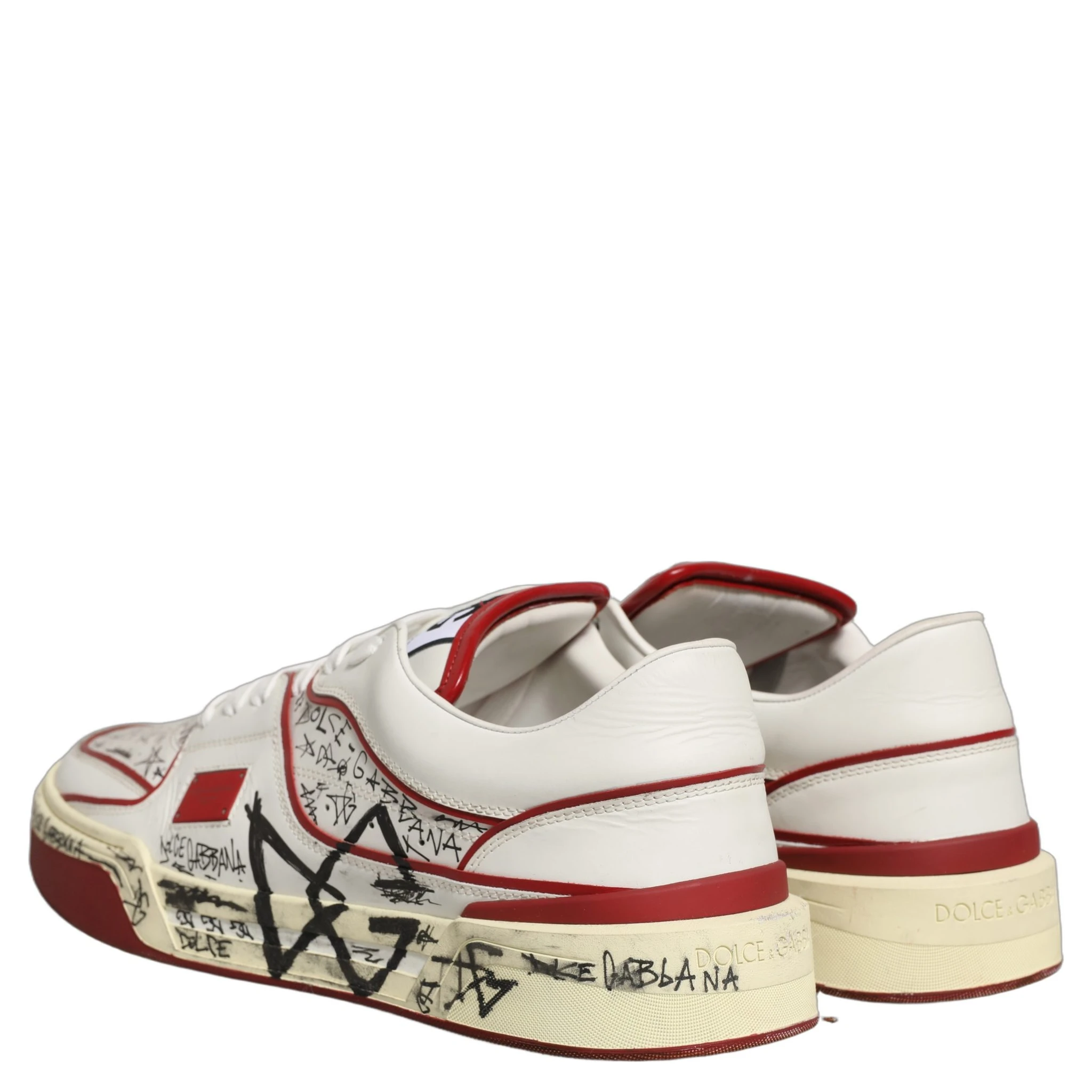 White Red New Roma Graffiti Sneakers Shoes