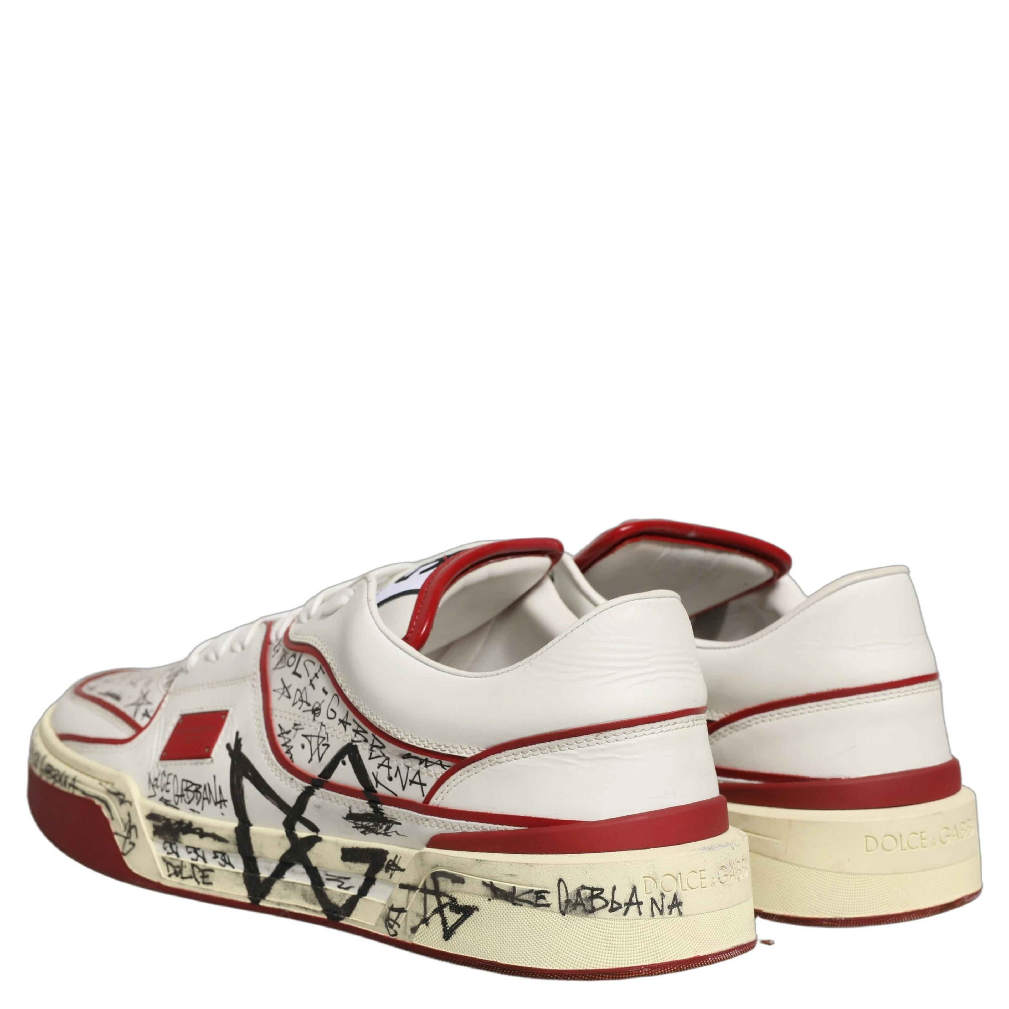 White Red New Roma Graffiti Sneakers Shoes