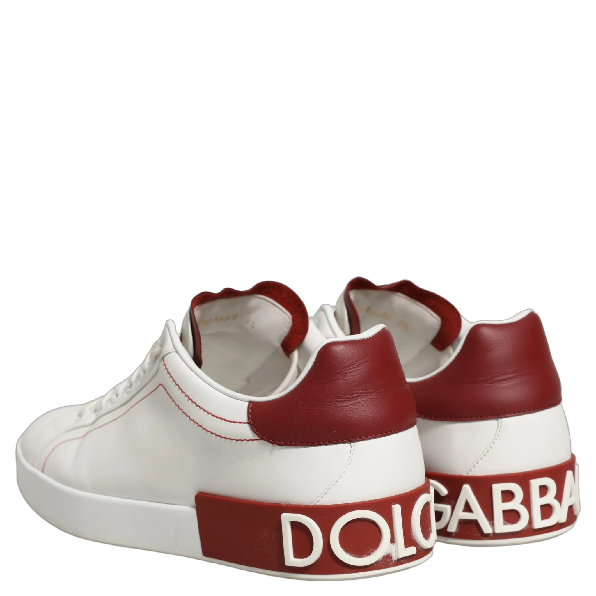 White Red Leather Lace Up Sneakers Shoes