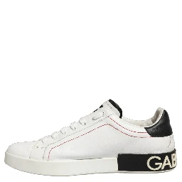 White Black Leather Lace Up Sneakers Shoes