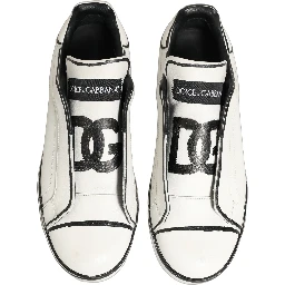 White Leather Portofino Low Top Sneakers Shoes