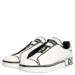 White Leather Portofino Low Top Sneakers Shoes