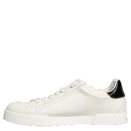 White Black Leather Lace Up Sneakers Shoes