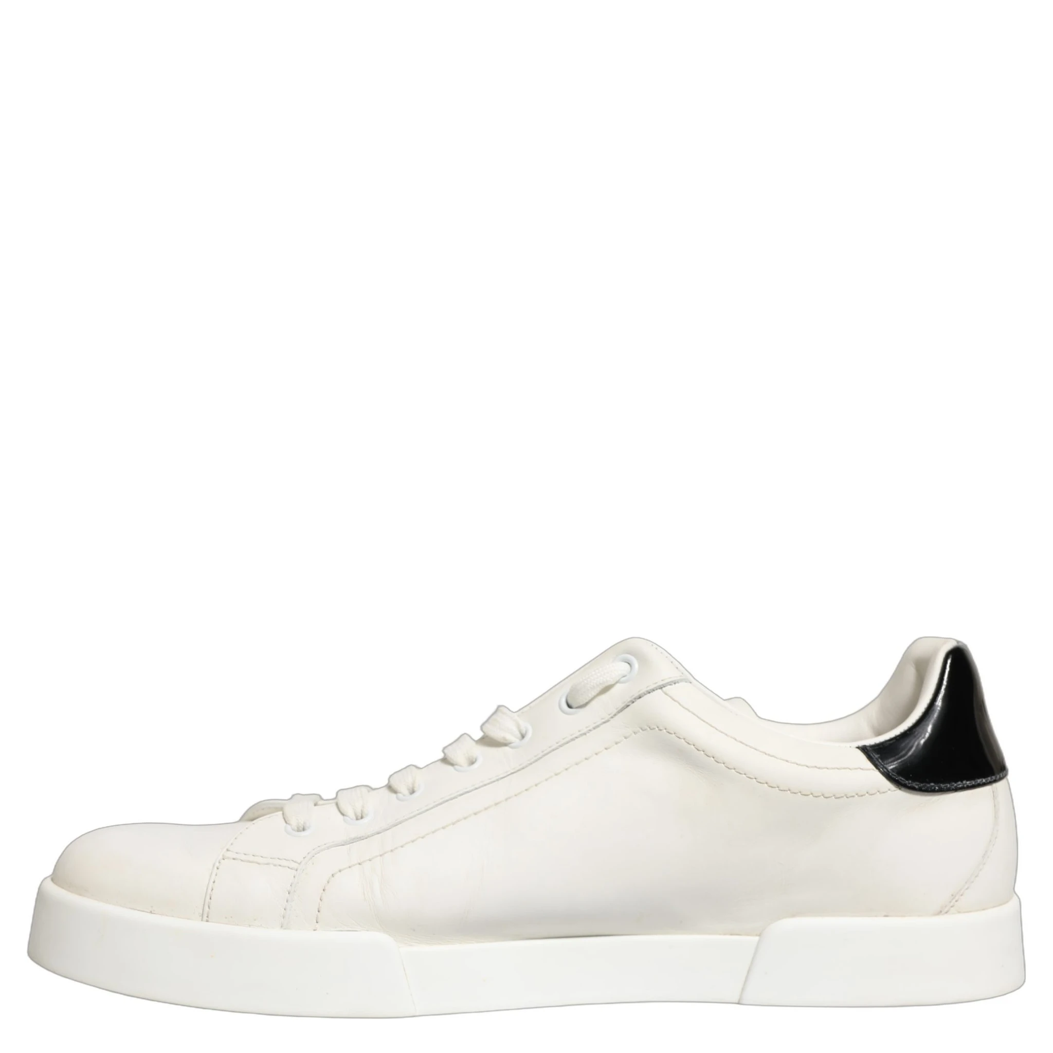 White Black Leather Lace Up Sneakers Shoes
