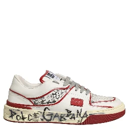 White Red New Roma Graffiti Sneakers Shoes