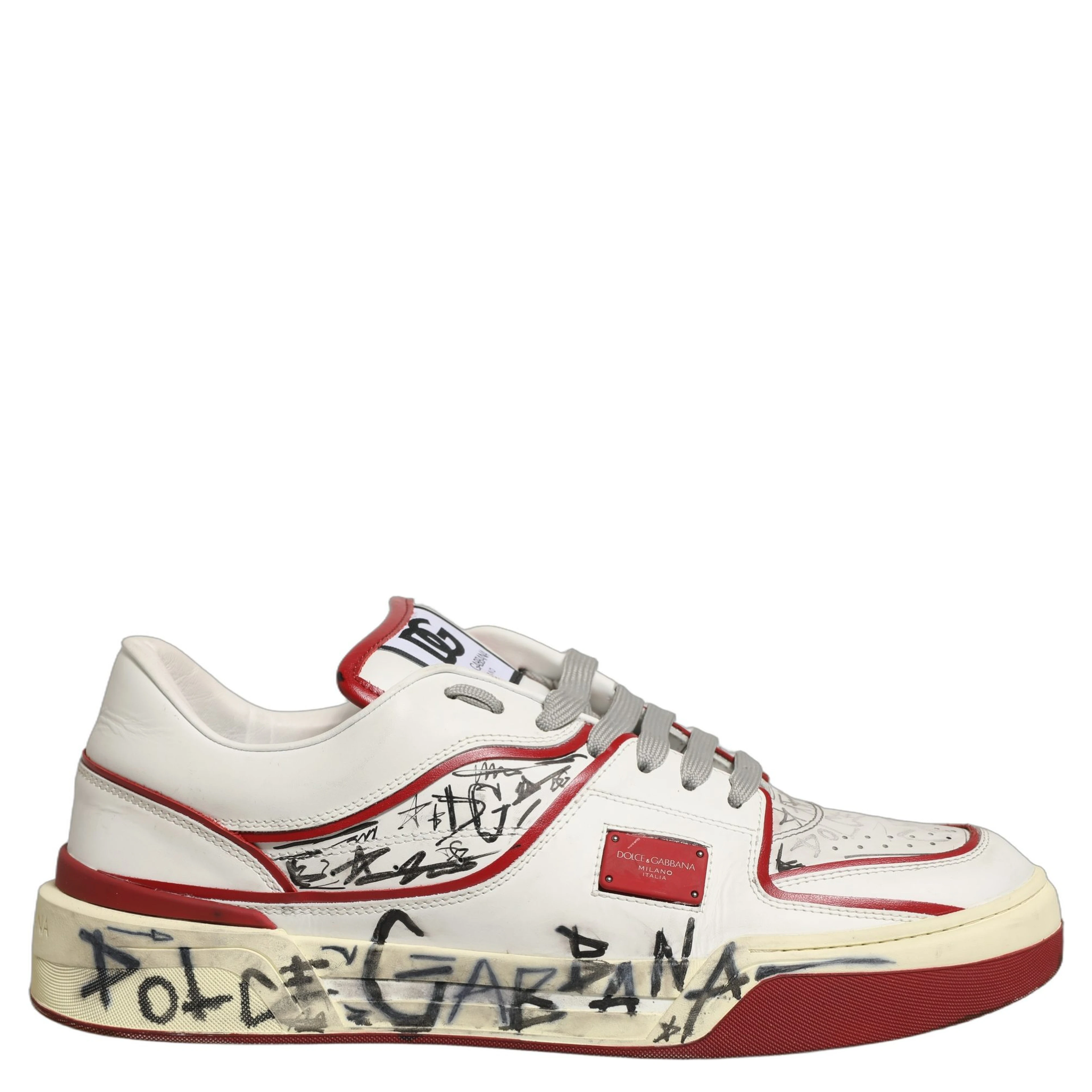 White Red New Roma Graffiti Sneakers Shoes