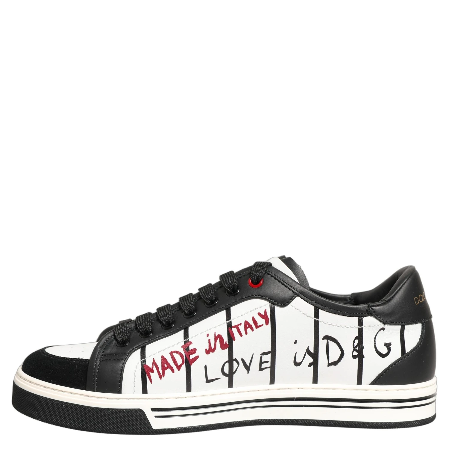 White Black DG Logo King Patch Low-Top Sneaker Shoes